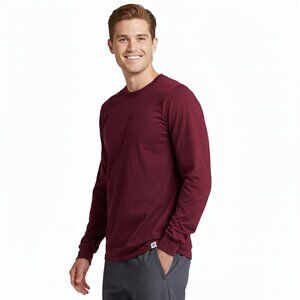 NEW Russell Athletic maroon long-sleeve moisture-wicking UPF 30 t-shirt Medium